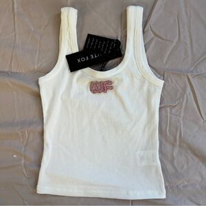 White Fox Ribbed Tank Top